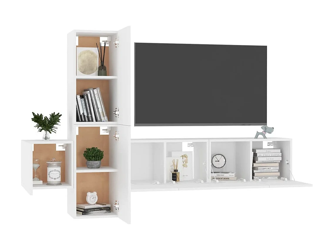 Meubles TV 5 pcs Blanc Aggloméré BE68930