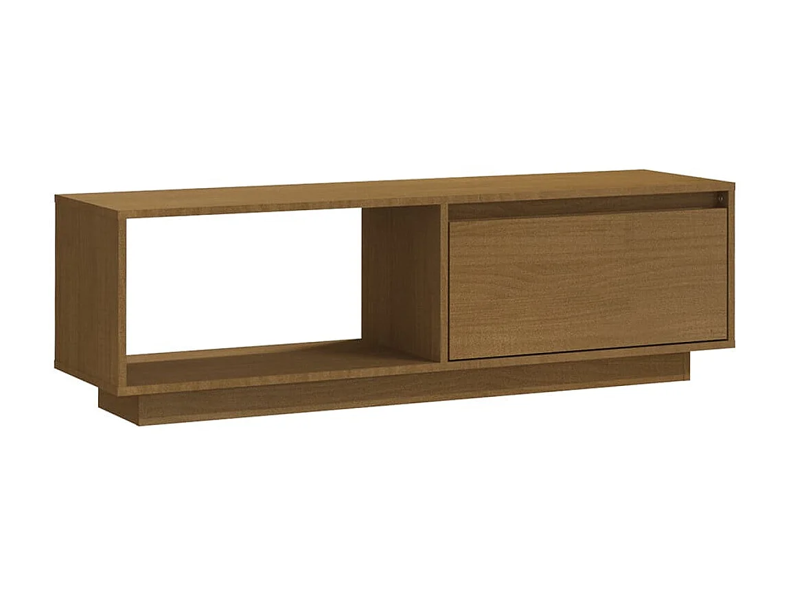Meuble TV Marron miel 110x30x33,5 cm Bois de pin massif BE62121