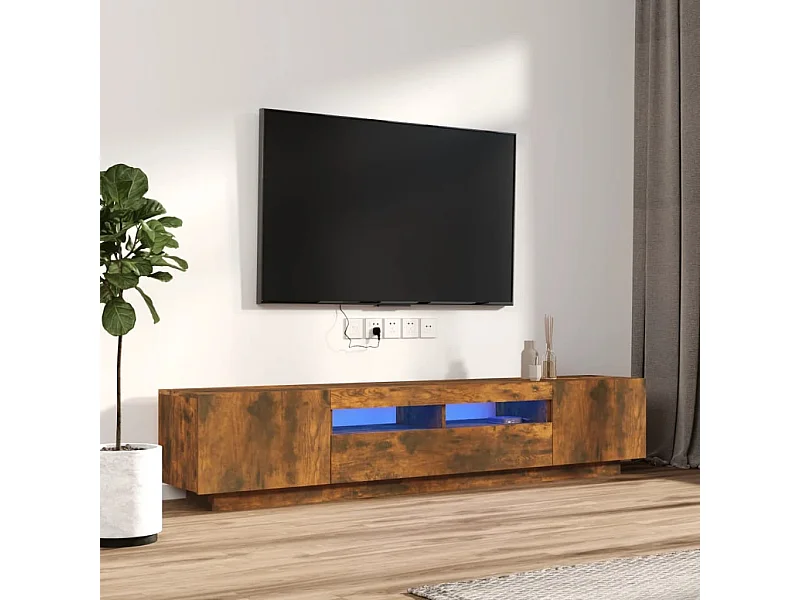 Ensemble de meubles TV avec lumières LED 2 pcs Chêne fumé BE95407