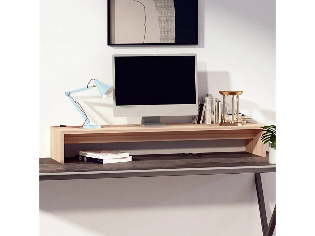 Meuble TV de moniteur 100x27x15 cm Bois de pin solide OLA7517