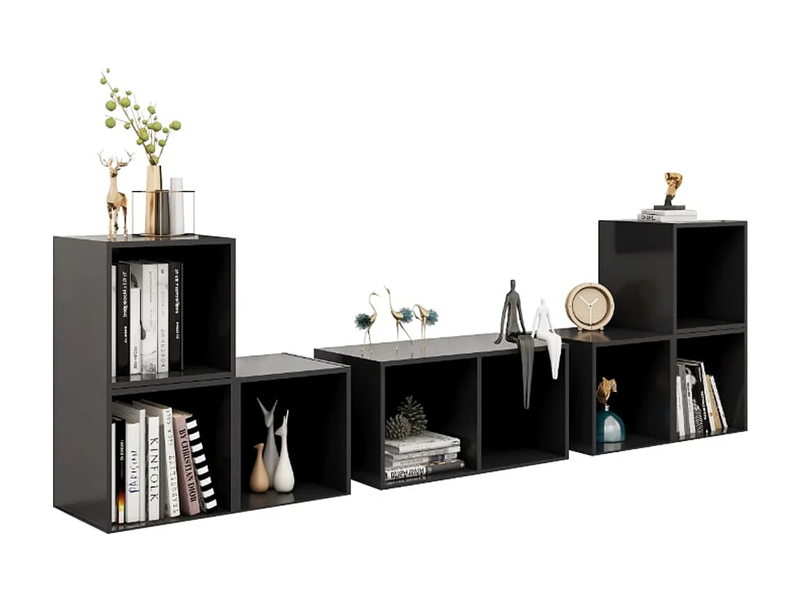 6-tlg. TV-Schrank-Set,TV-Möbel Hochglanz-Grau Holzwerkstoff -gkd521284