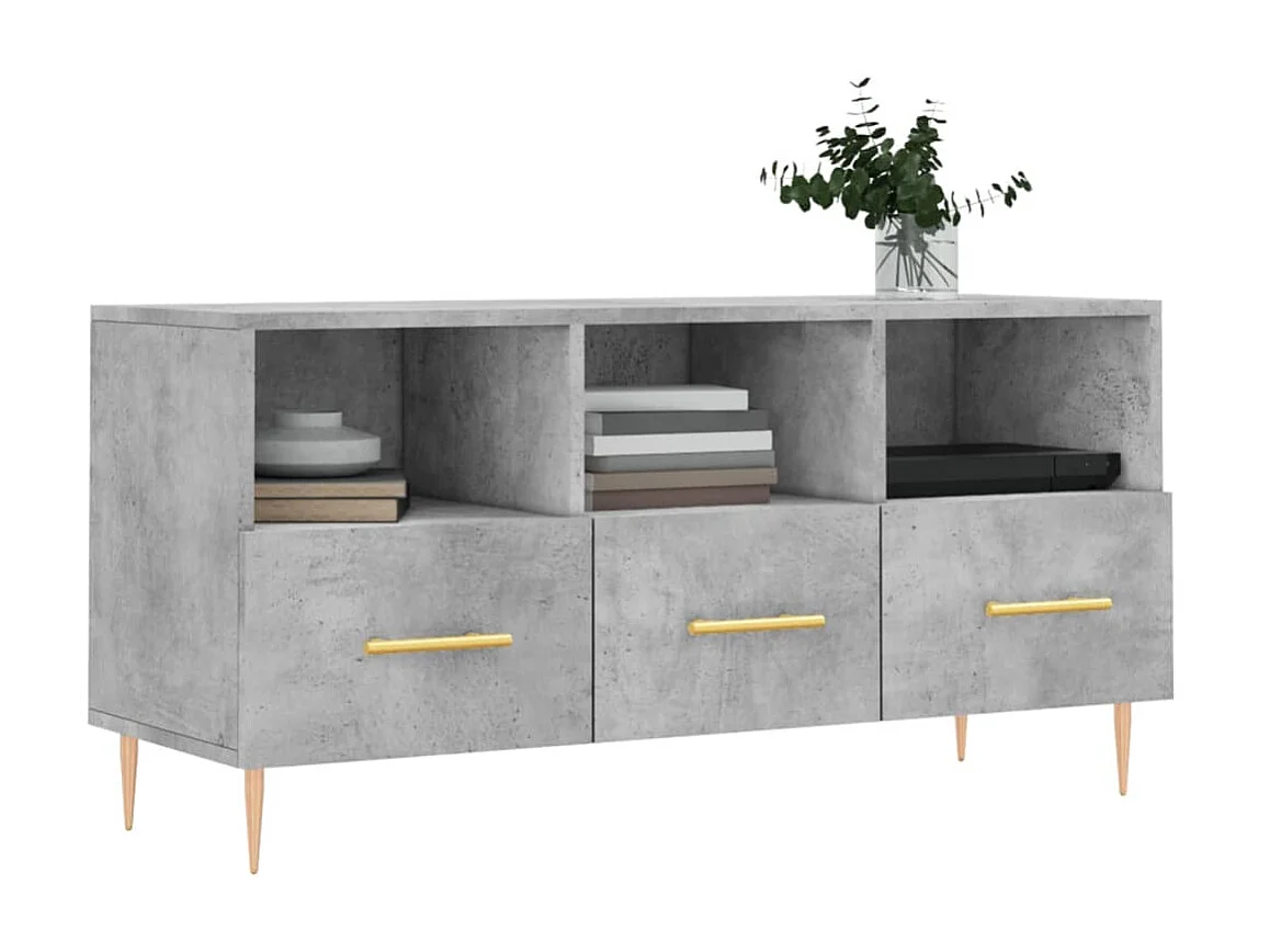 Tv-meubel 102x36x50 cm bewerkt hout betongrijs NL567677