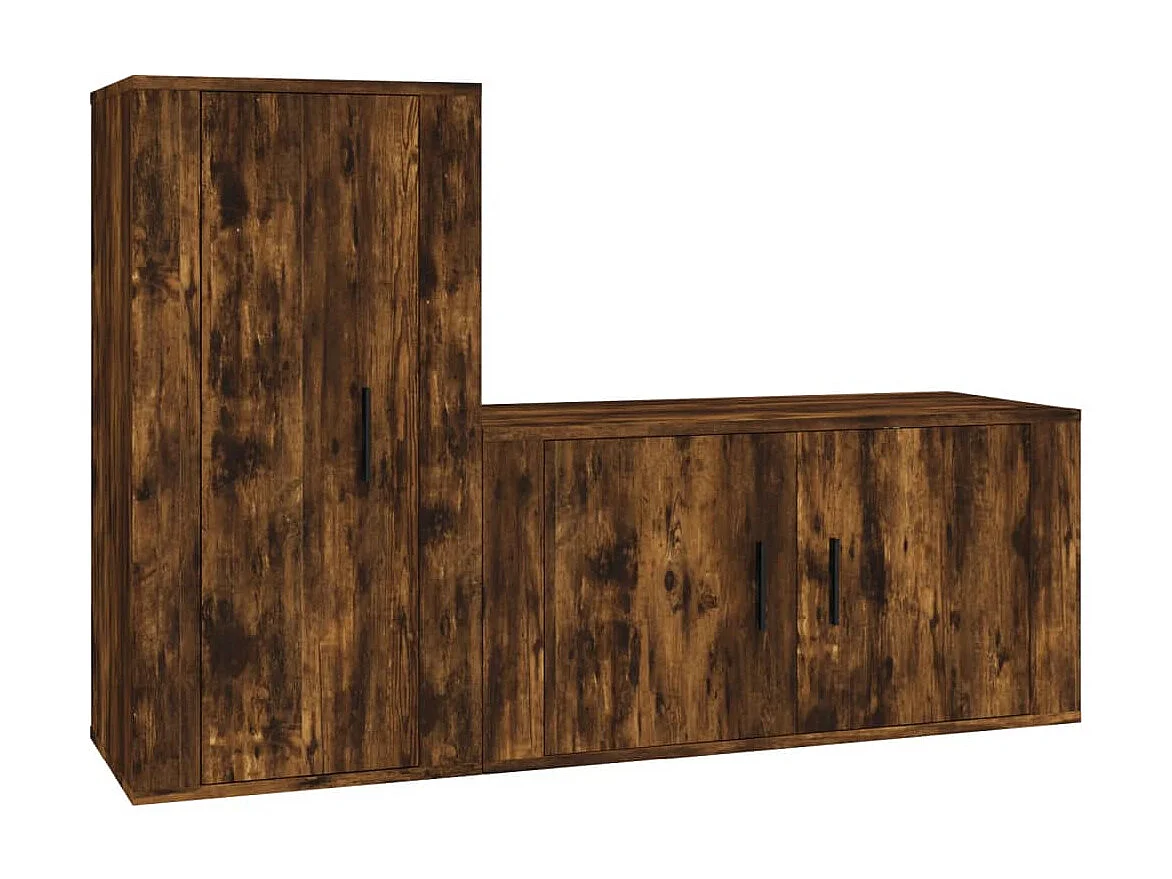 Ensemble de meubles TV 2 pcs Chêne fumé Bois d'ingénierie BE84273