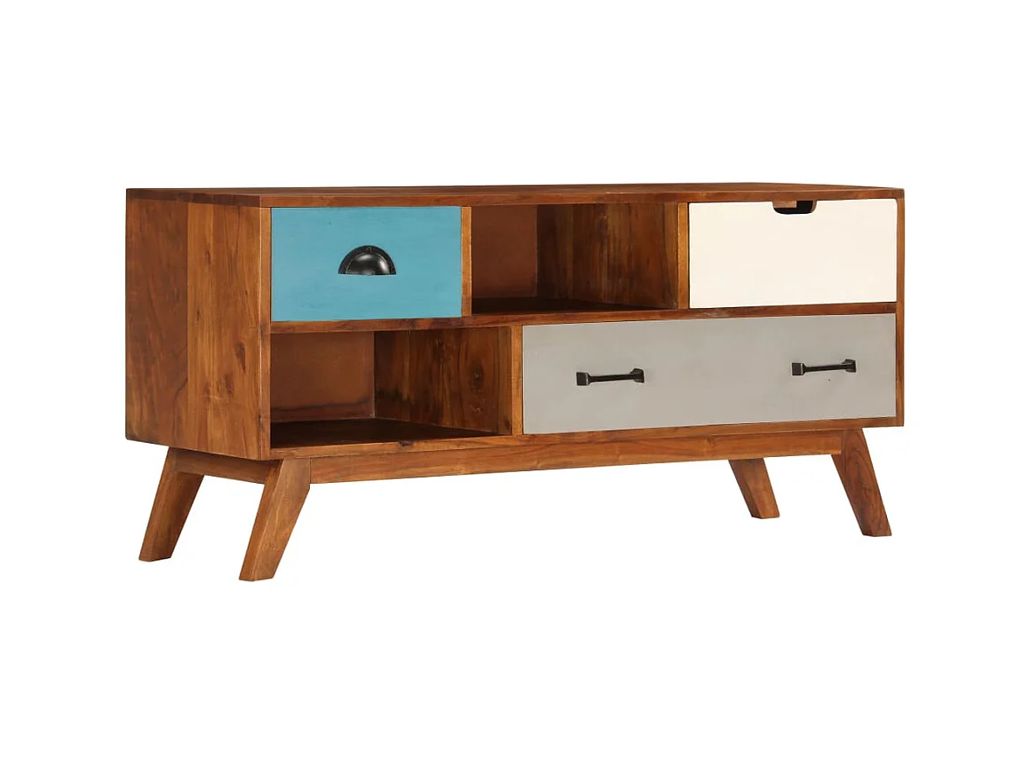 Meuble TV avec 3 tiroirs 110x35x50 cm Bois d'acacia solide BE12248