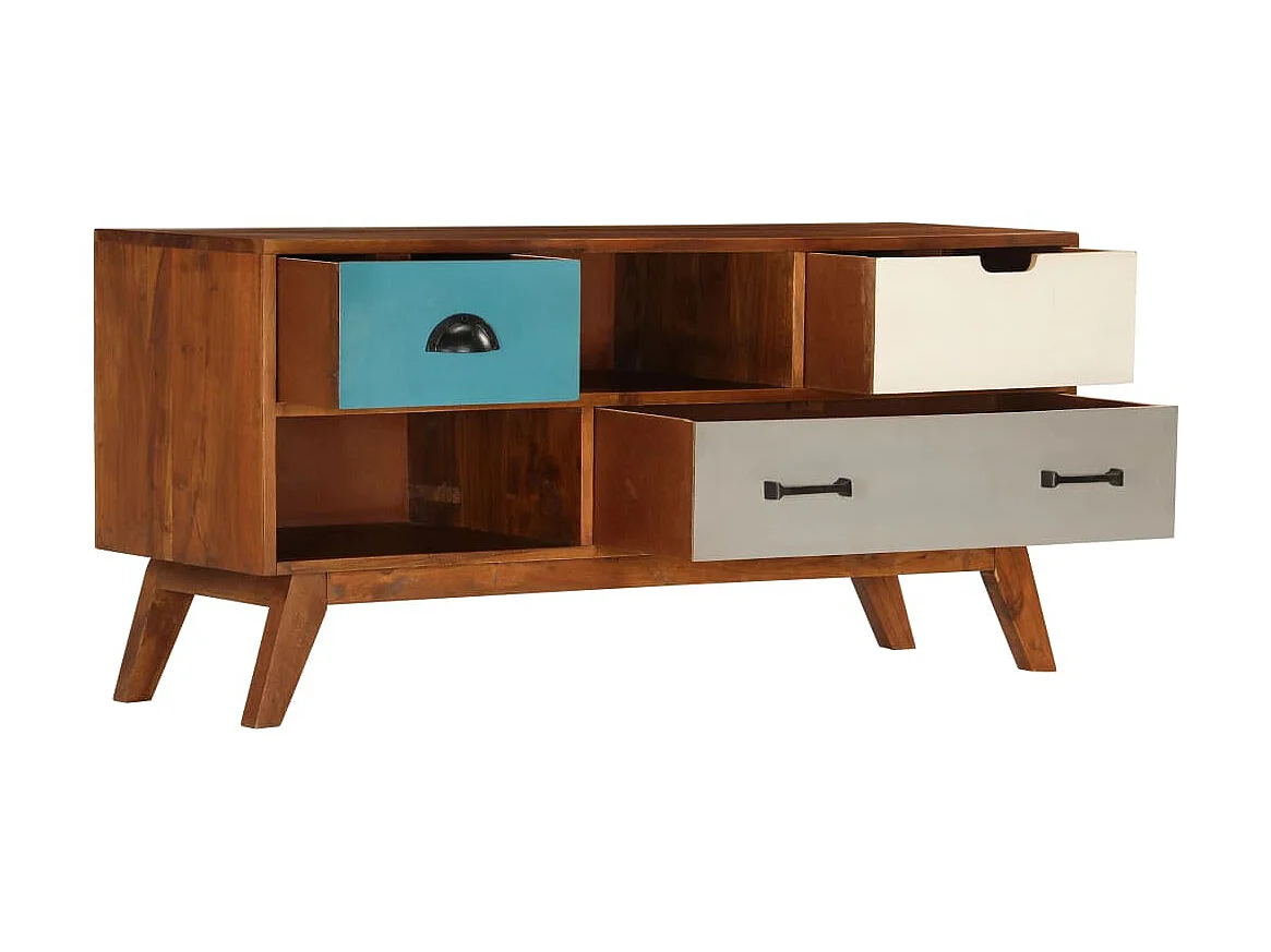 Meuble TV avec 3 tiroirs 110x35x50 cm Bois d'acacia solide BE12248