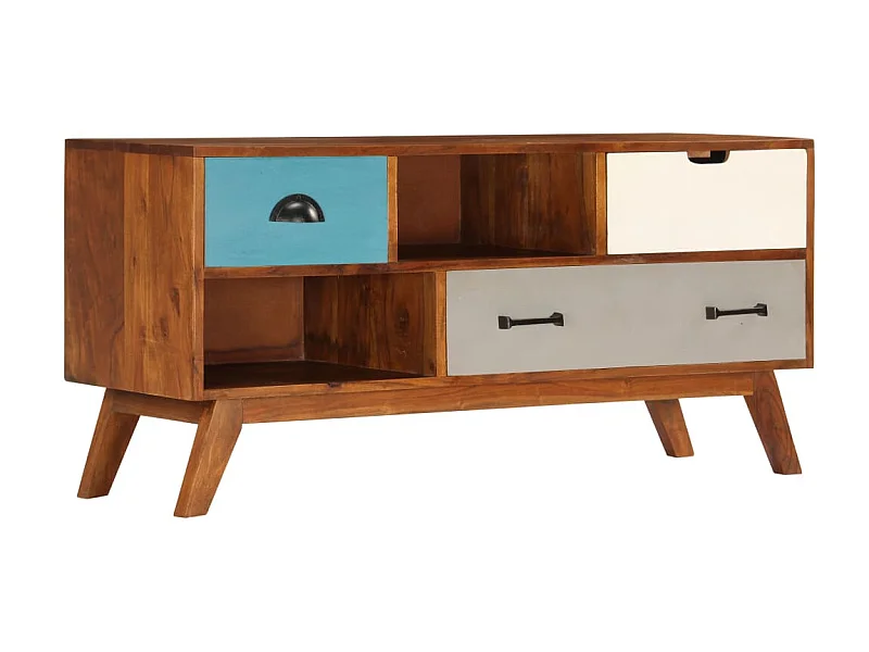 Móvel de TV c/ 3 gavetas 110x35x50 cm madeira de acácia maciça PT581983