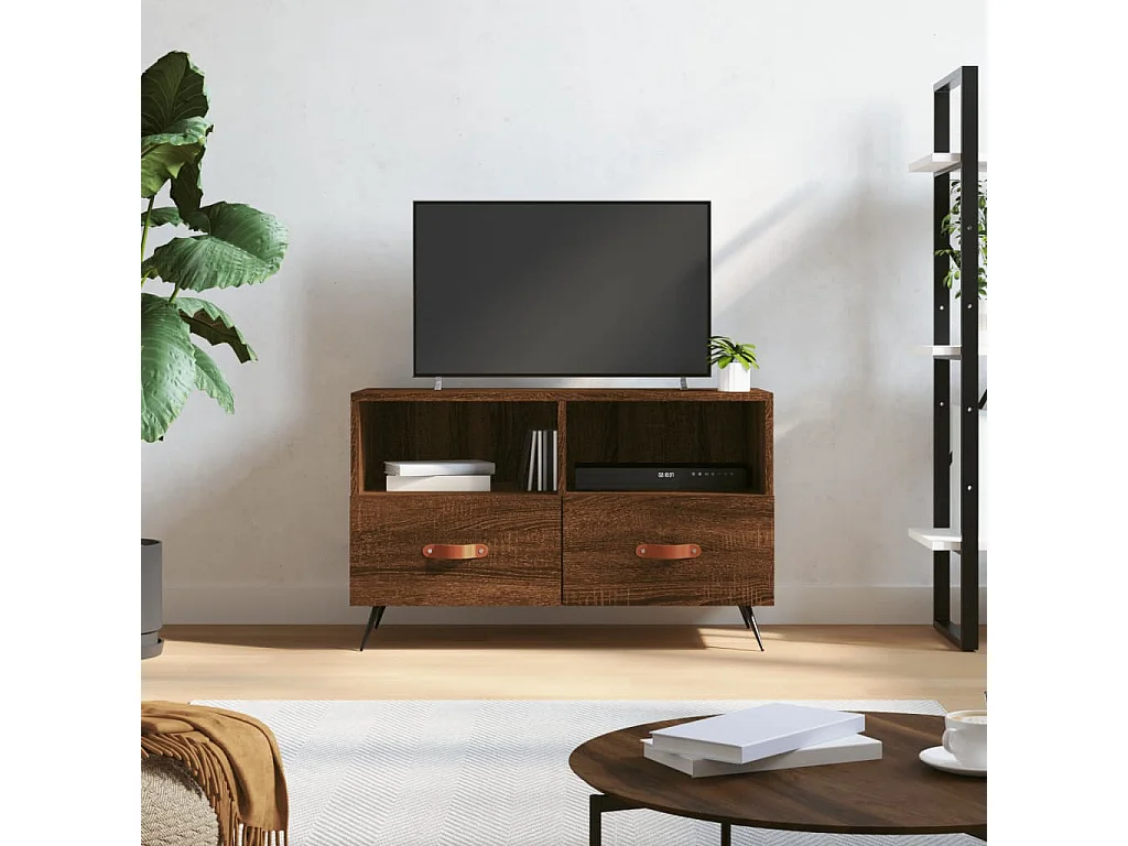 Tv-meubel 80x36x50 cm bewerkt hout bruin eikenkleur NL15216