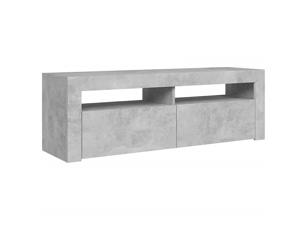 Meuble TV avec lumières LED gris béton 120x35x40 cm BE44942