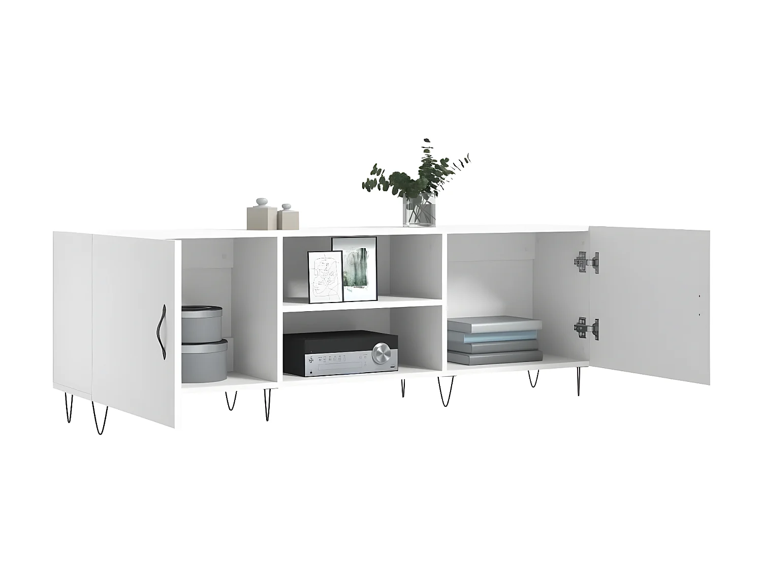 Meuble TV blanc 150x30x50 cm bois d'ingénierie BE18262