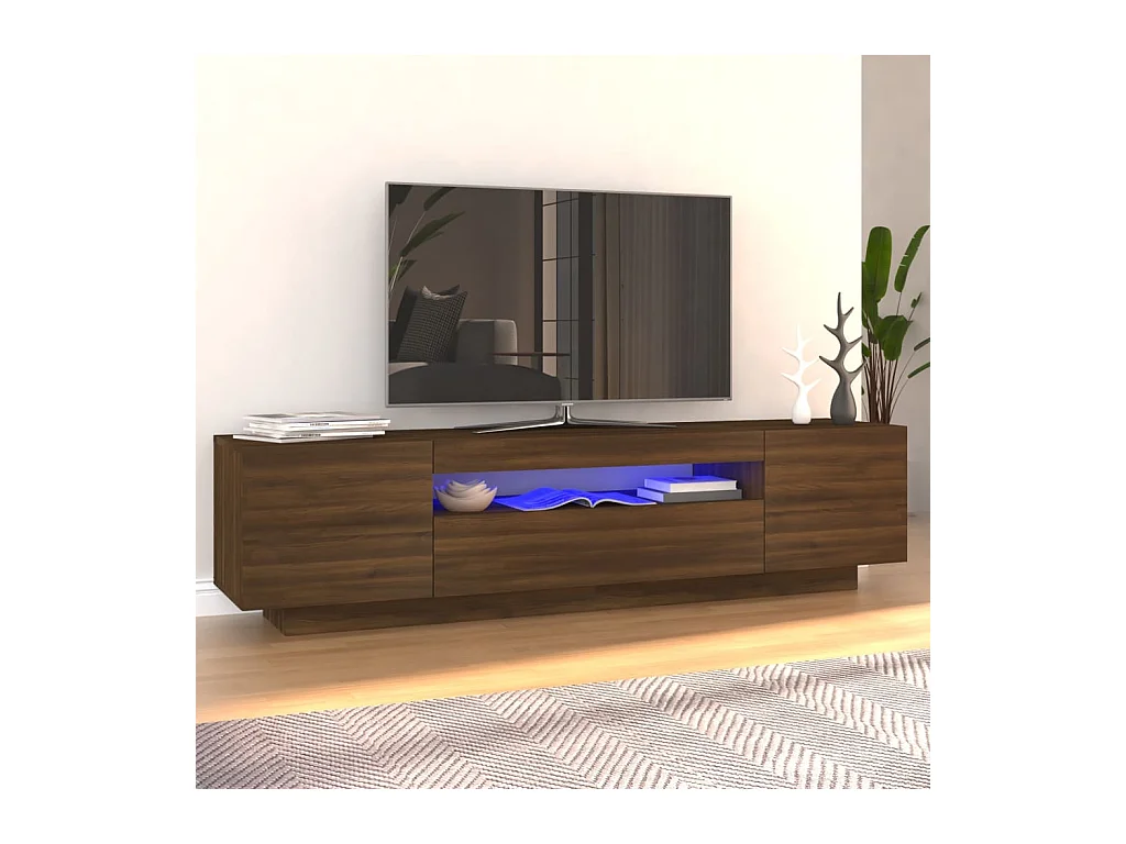 TV-Schrank,TV-Möbel mit LED-Leuchten Braun Eichen-Optik 160x35x40 cm -gkd100348