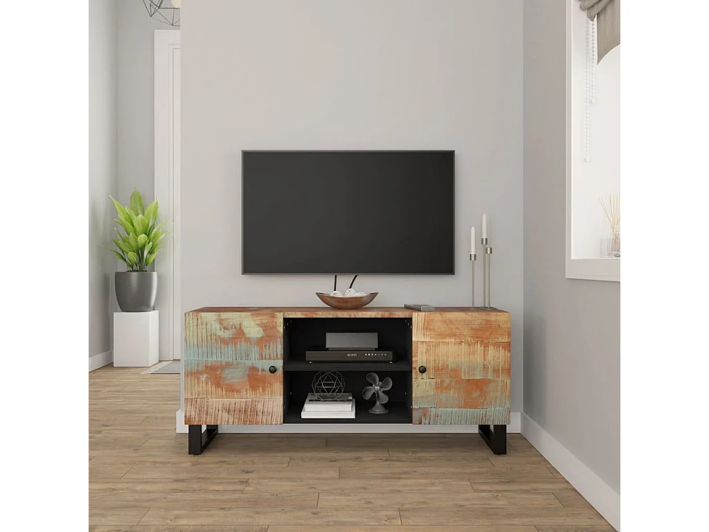Meuble TV 105x33x46 cm Bois massif de récupération BE57949