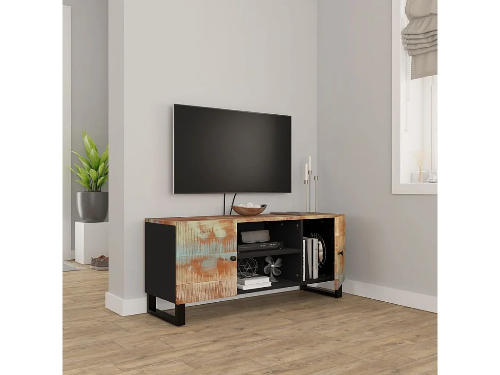 Meuble TV 105x33x46 cm Bois massif de récupération BE57949