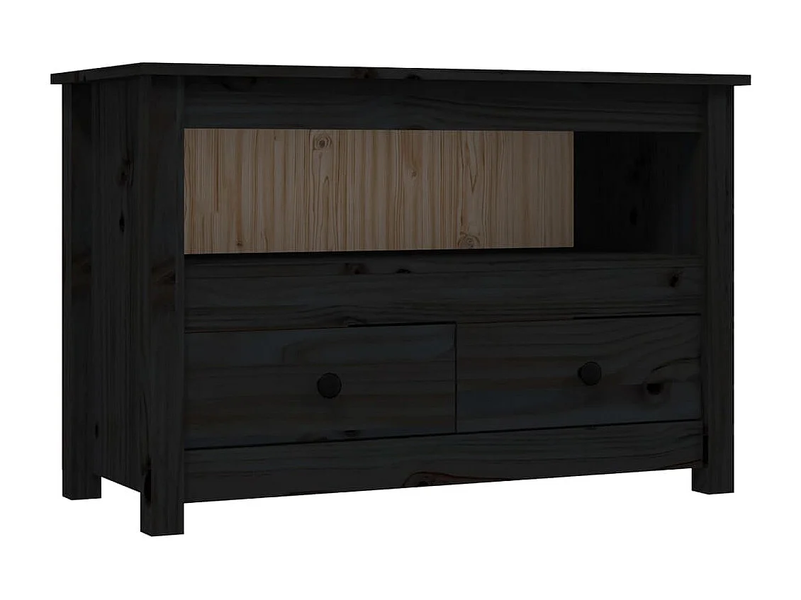 Meuble TV Noir 79x35x52 cm Bois de pin massif BE12239