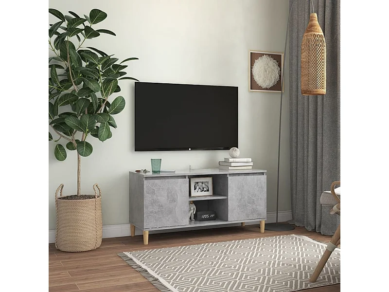TV-Schrank,TV-Möbel mit Massivholz-Beinen Betongrau 103,5x35x50 cm -gkd539969