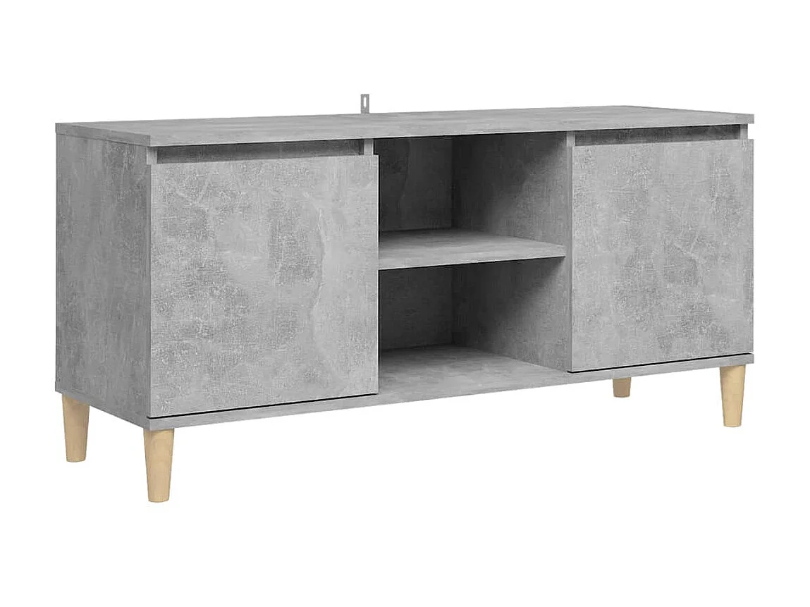 Meuble TV avec pieds en bois massif BEis béton 103,5x35x50 cm BE45547