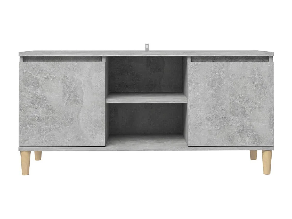 Meuble TV avec pieds en bois massif BEis béton 103,5x35x50 cm BE45547