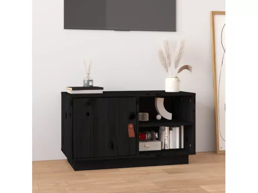 Kauf Unique TV-Schrank,TV-Möbel Schwarz 70x34x40 cm Massivholz Kiefer -gkd13394