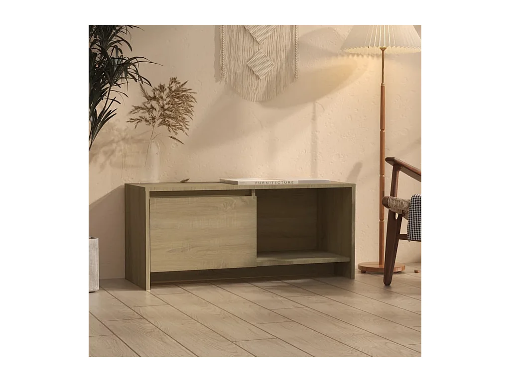 Tv-meubel 90x35x40 cm bewerkt hout sonoma eikenkleurig NL60292