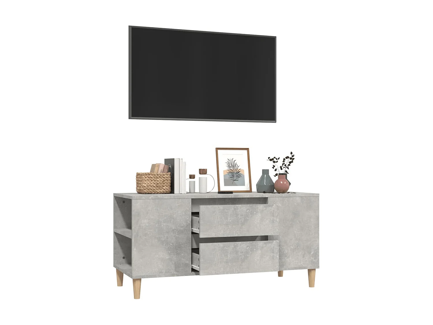 Tv-meubel 102x44,5x50 cm bewerkt hout betongrijs NL265557