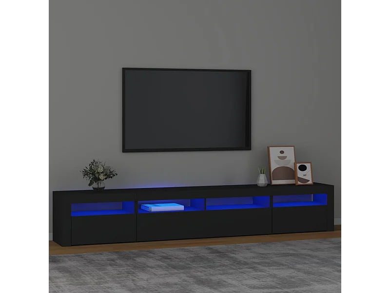 Meuble TV avec lumières LED Noir 240x35x40 cm BE10499