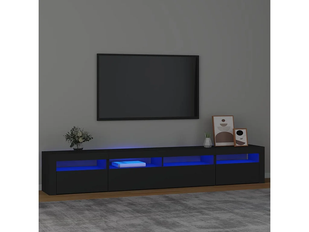 Meuble TV avec lumières LED Noir 240x35x40 cm BE10499