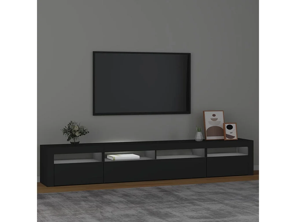 Meuble TV avec lumières LED Noir 240x35x40 cm BE10499