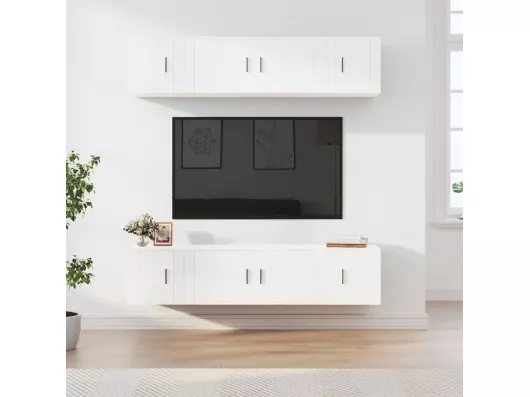 Kauf Unique 6-tlg. TV-Schrank-Set,TV-Möbel Hochglanz-Weiß Holzwerkstoff -gkd387491