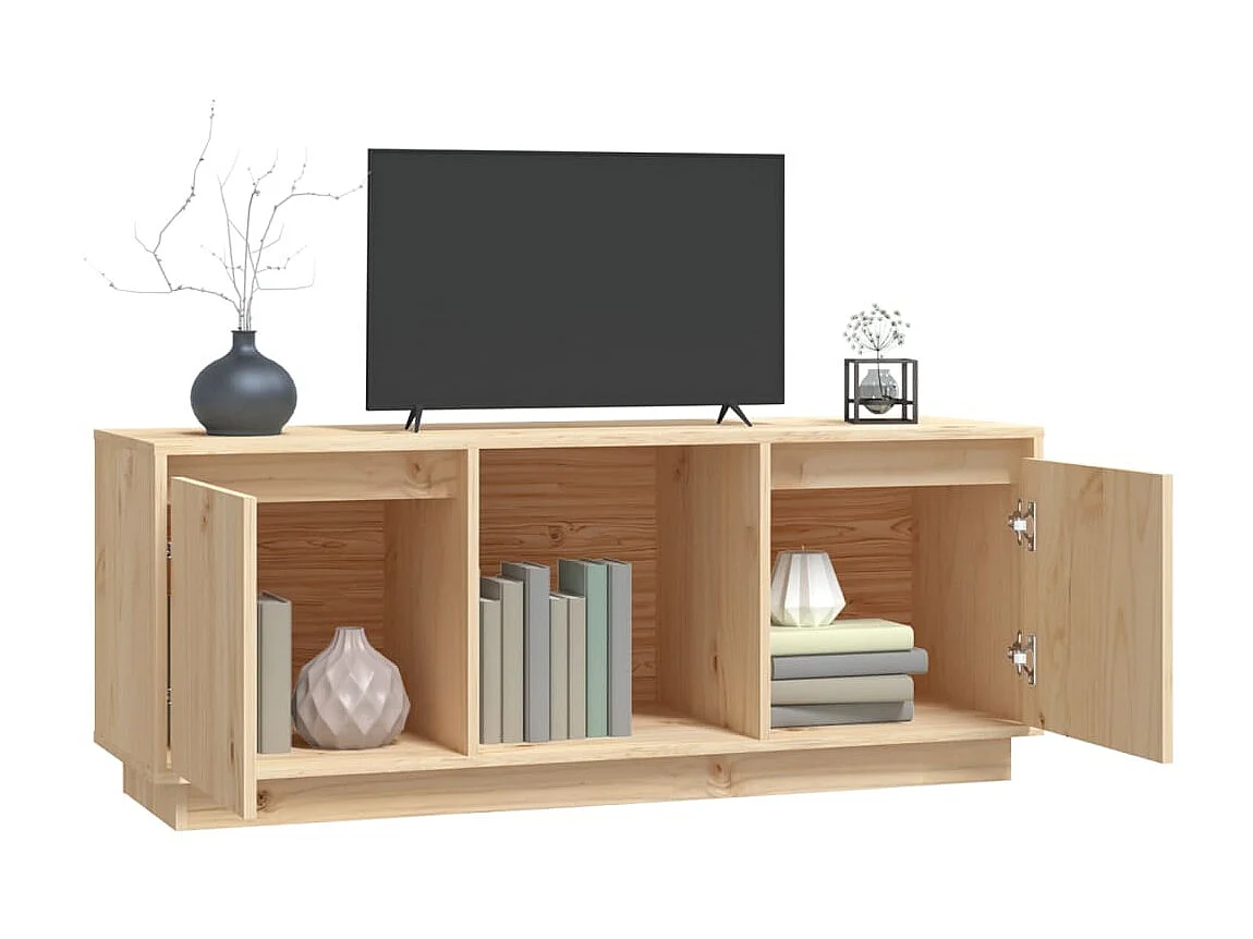Mueble de TV de madera maciza de pino 110,5x35x44 cm ES99747