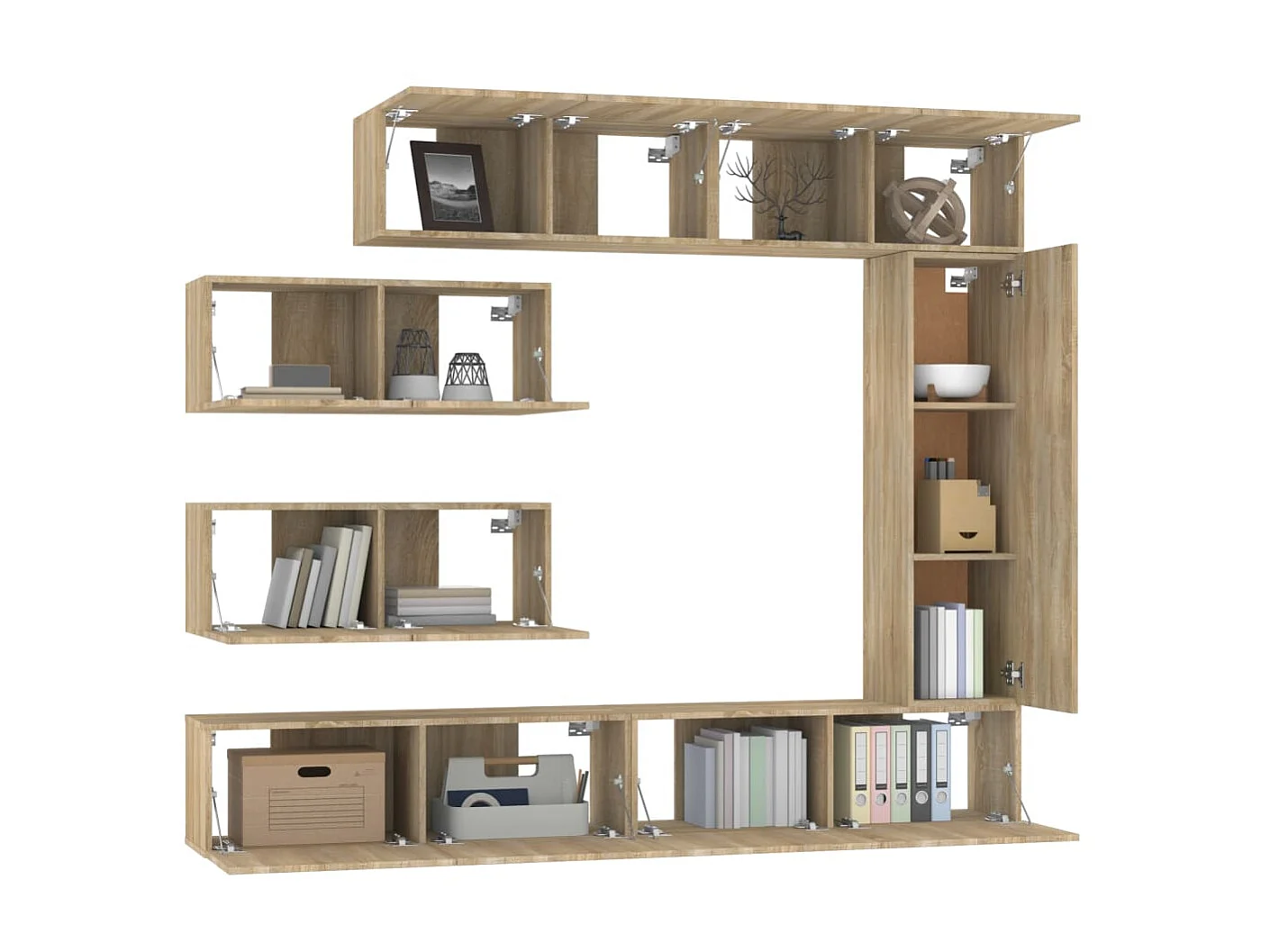 Conjunto móveis de TV 7 pcs madeira processada carvalho sonoma PT966961