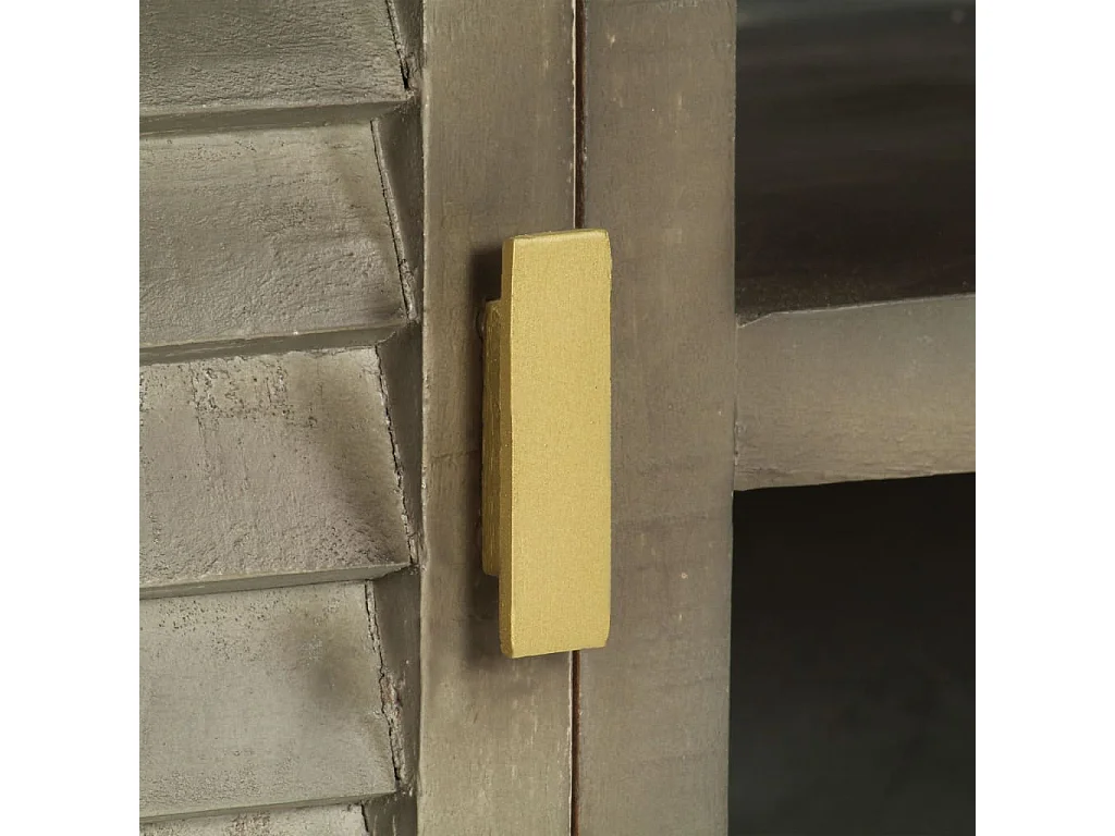 Mueble para TV madera maciza mango con latón gris 110x30x48 cm ES21511