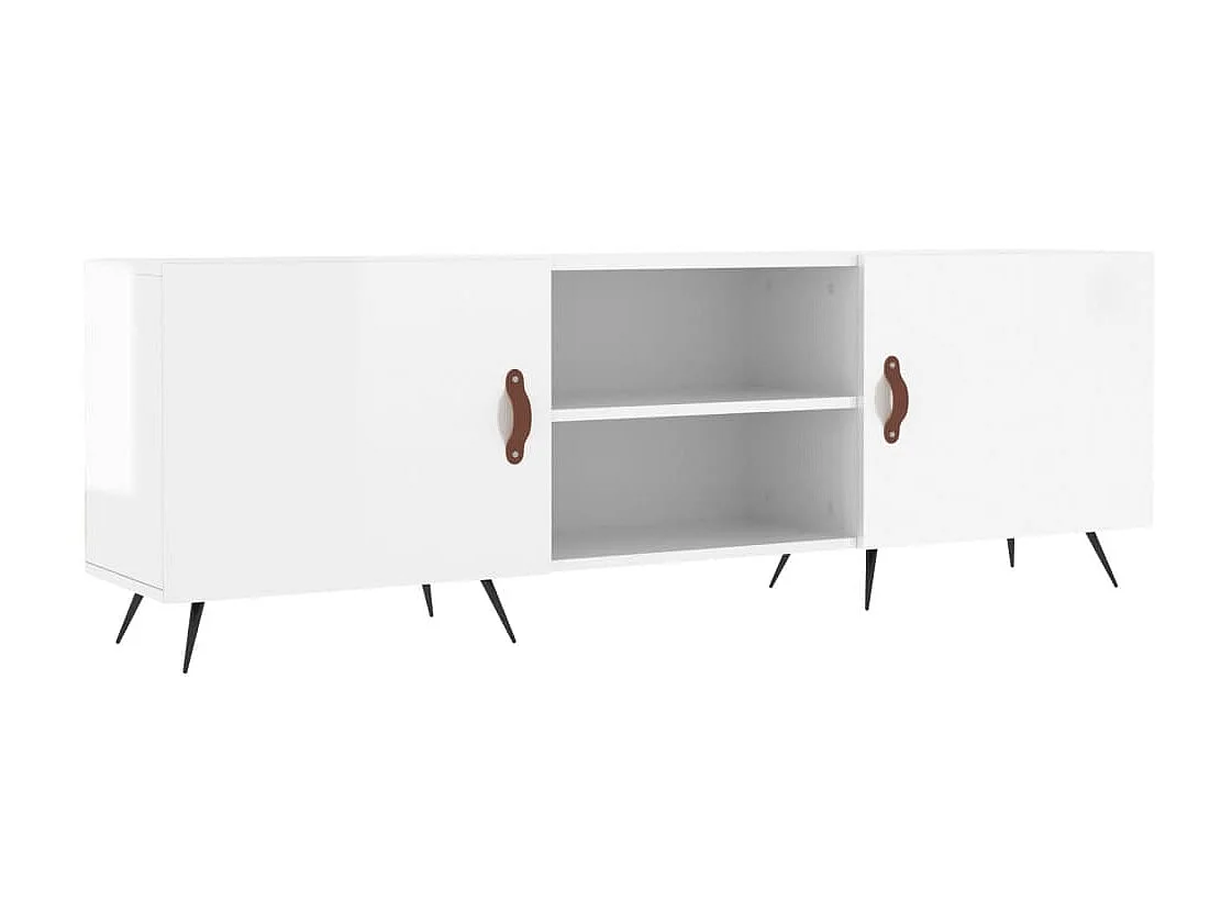 Meuble TV blanc brillant 150x30x50 cm bois d'ingénierie BE35859