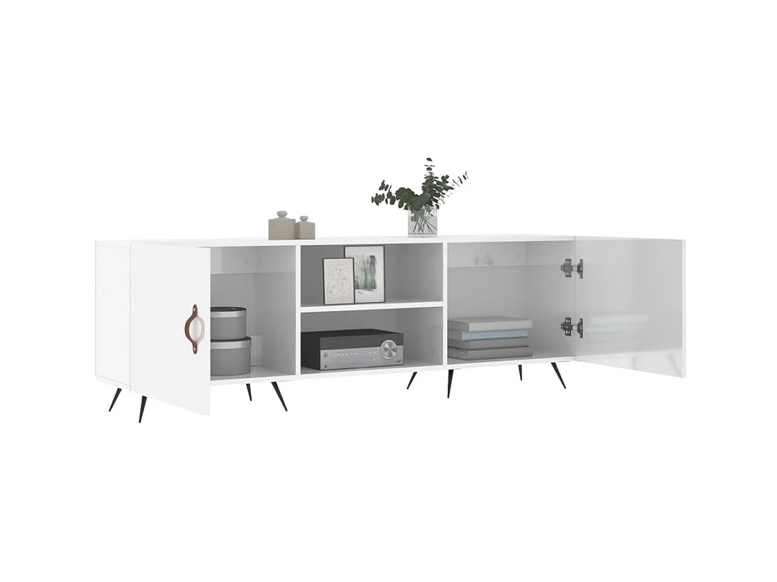 TV-Schrank,TV-Möbel Hochglanz-Weiß 150x30x50 cm Holzwerkstoff -gkd474434