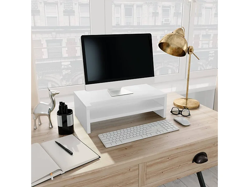 Meuble TV de moniteur Blanc 42 x 24 x 13 cm Bois d'ingénierie OLA9553