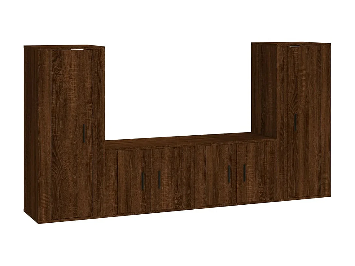 4-delige Tv-meubelset bewerkt hout bruin eikenkleur NL91688
