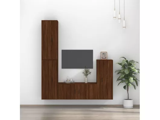 Kauf Unique 4-tlg. TV-Schrank-Set,TV-Möbel Braun Eichen-Optik Holzwerkstoff -gkd343125