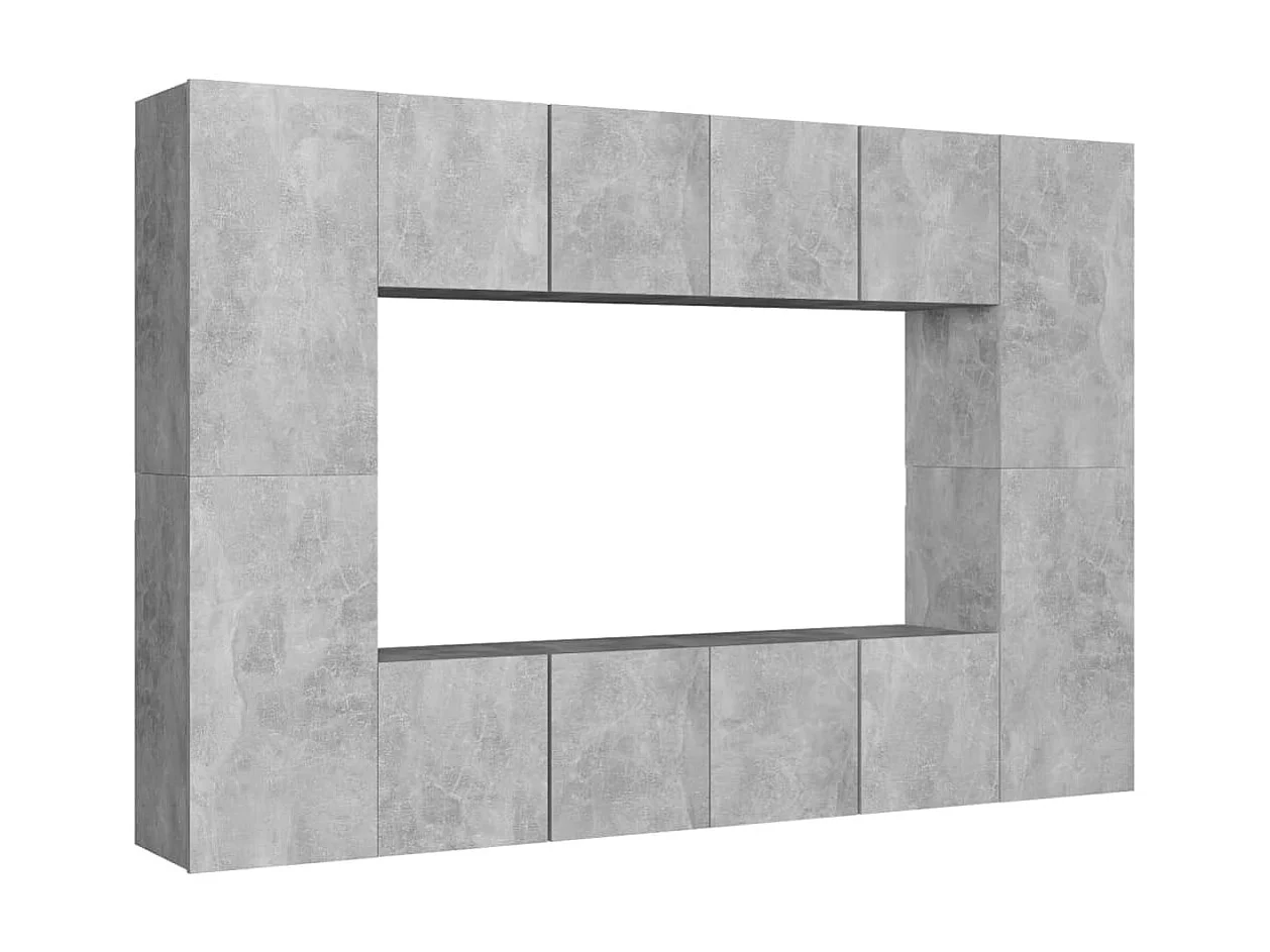 8 pcs conjunto de móveis de TV contraplacado cinzento cimento PT643902