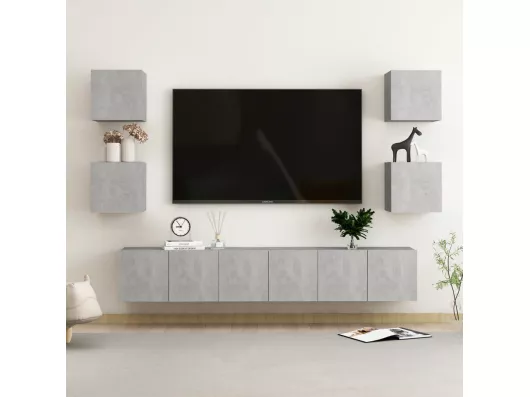 Kauf Unique 7-tlg. TV-Schrank-Set,TV-Möbel Betongrau Holzwerkstoff -gkd474513