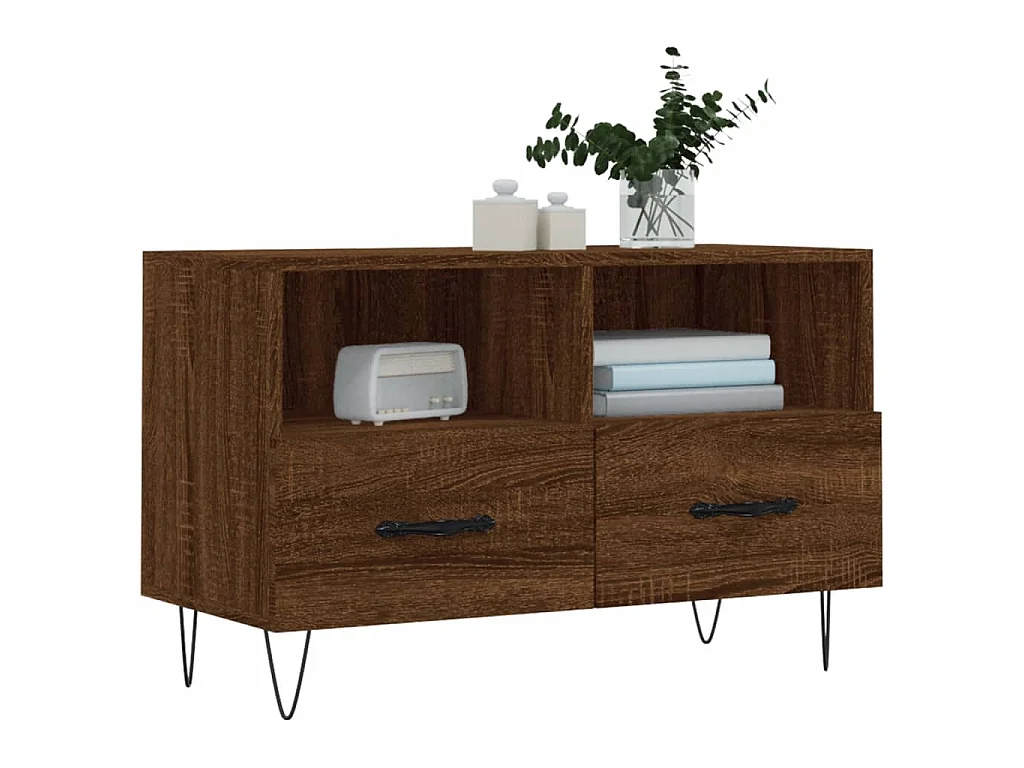 Meuble TV Chêne marron 80x36x50 cm Bois d'ingénierie BE32249