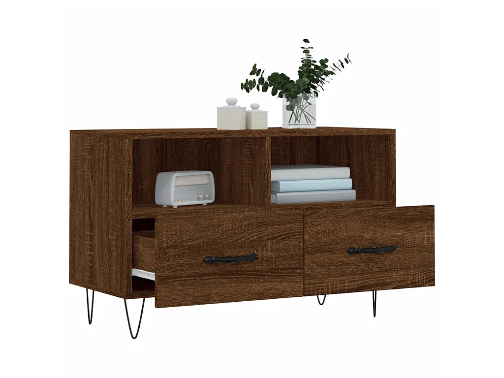 Meuble TV Chêne marron 80x36x50 cm Bois d'ingénierie BE32249