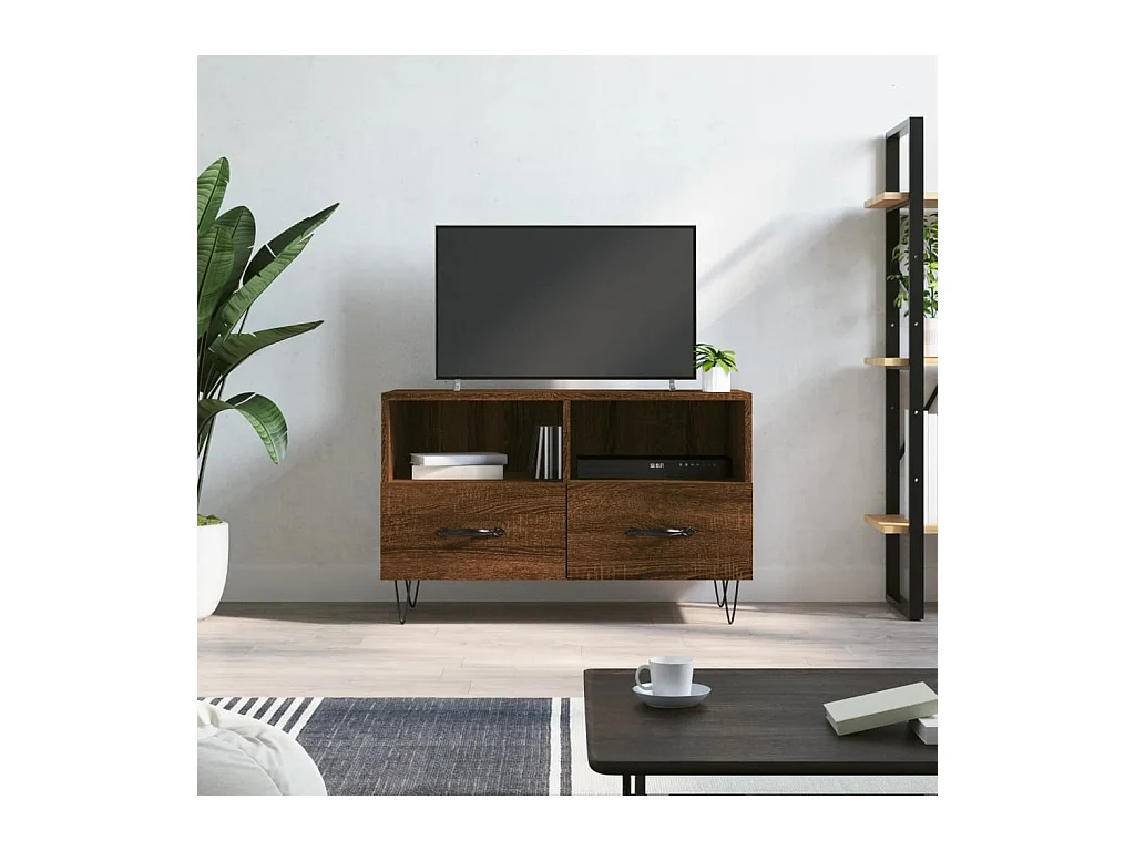 Tv-meubel 80x36x50 cm bewerkt hout bruin eikenkleur NL44481