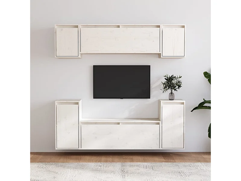 6 Stk.TV-Schränke,TV-Möbel Weiß Massivholz Kiefer -gkd953553