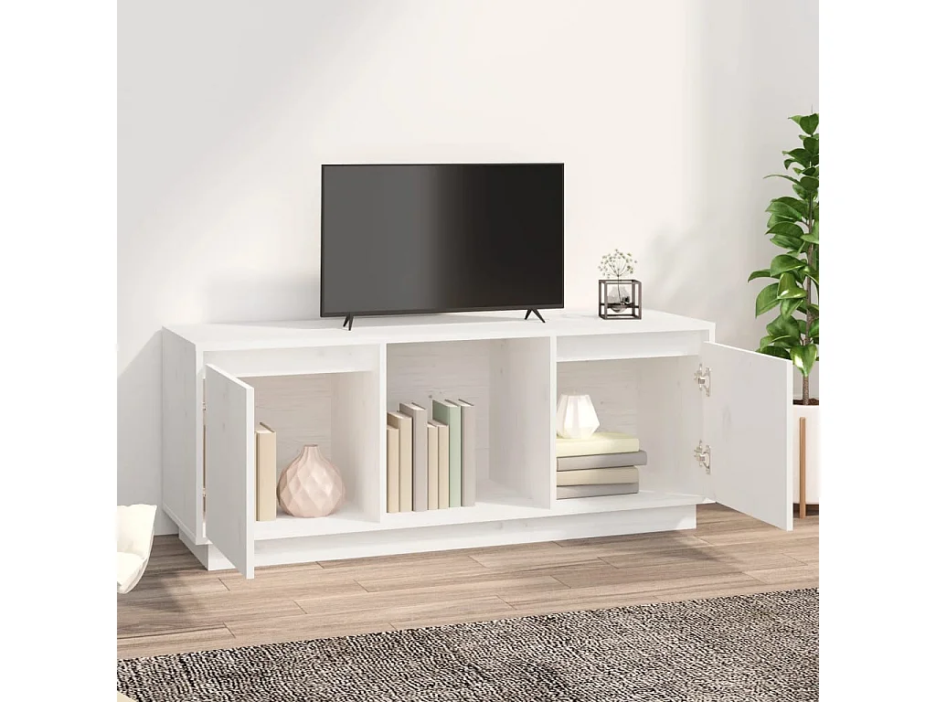 Móvel de TV 110,5x35x44 cm madeira de pinho maciça branco PT280849
