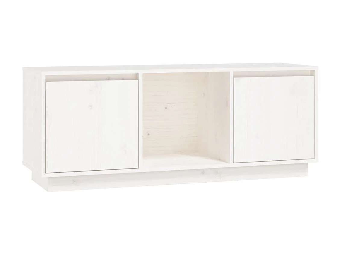 Meuble TV Blanc 110,5x35x44 cm Bois de pin massif BE45470