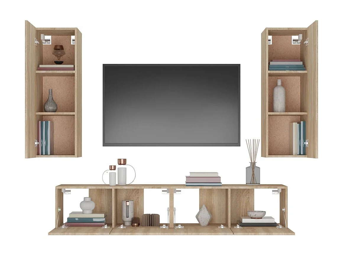 Set di Mobili Porta TV | Armadietti TV 4 pz Rovere Sonoma in Legno Multistrato