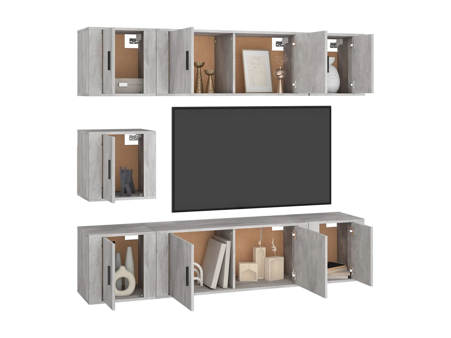 7-tlg. TV-Schrank-Set,TV-Möbel Grau Sonoma Holzwerkstoff -gkd526631