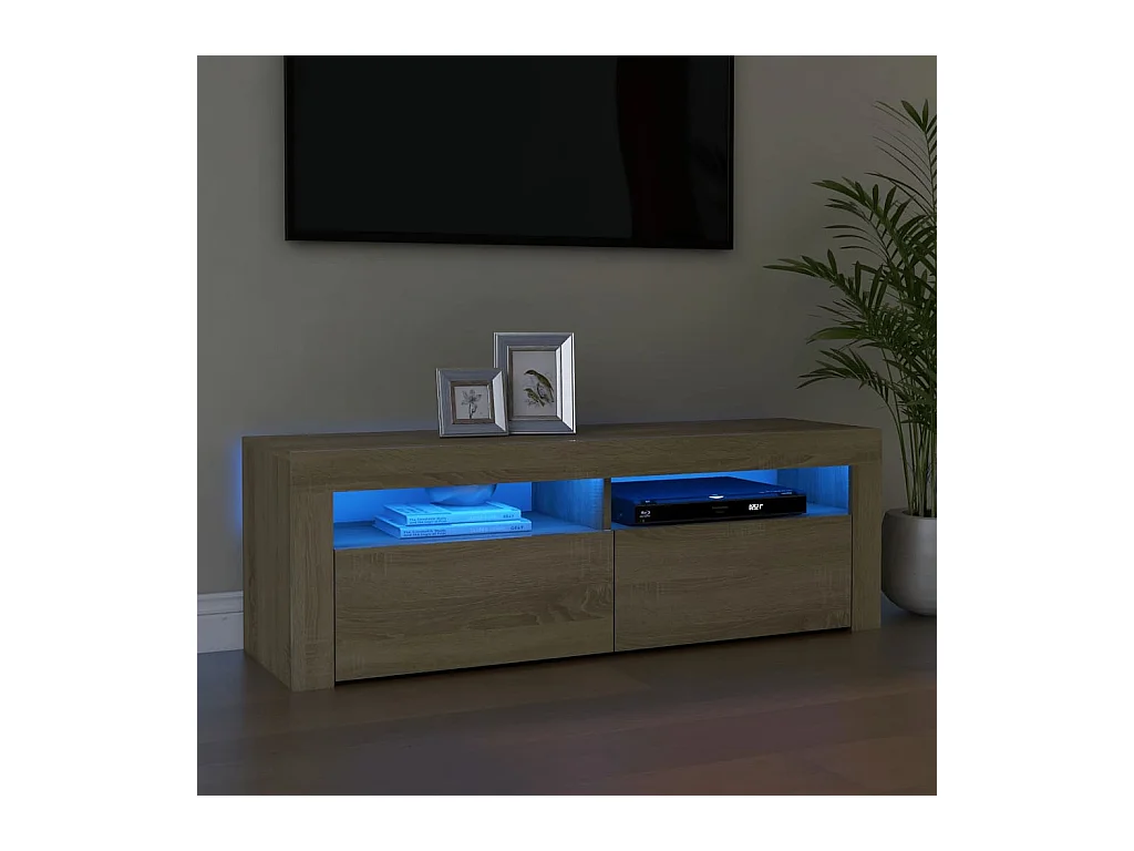 Meuble TV avec lumières LED chêne sonoma 120x35x40 cm BE11571