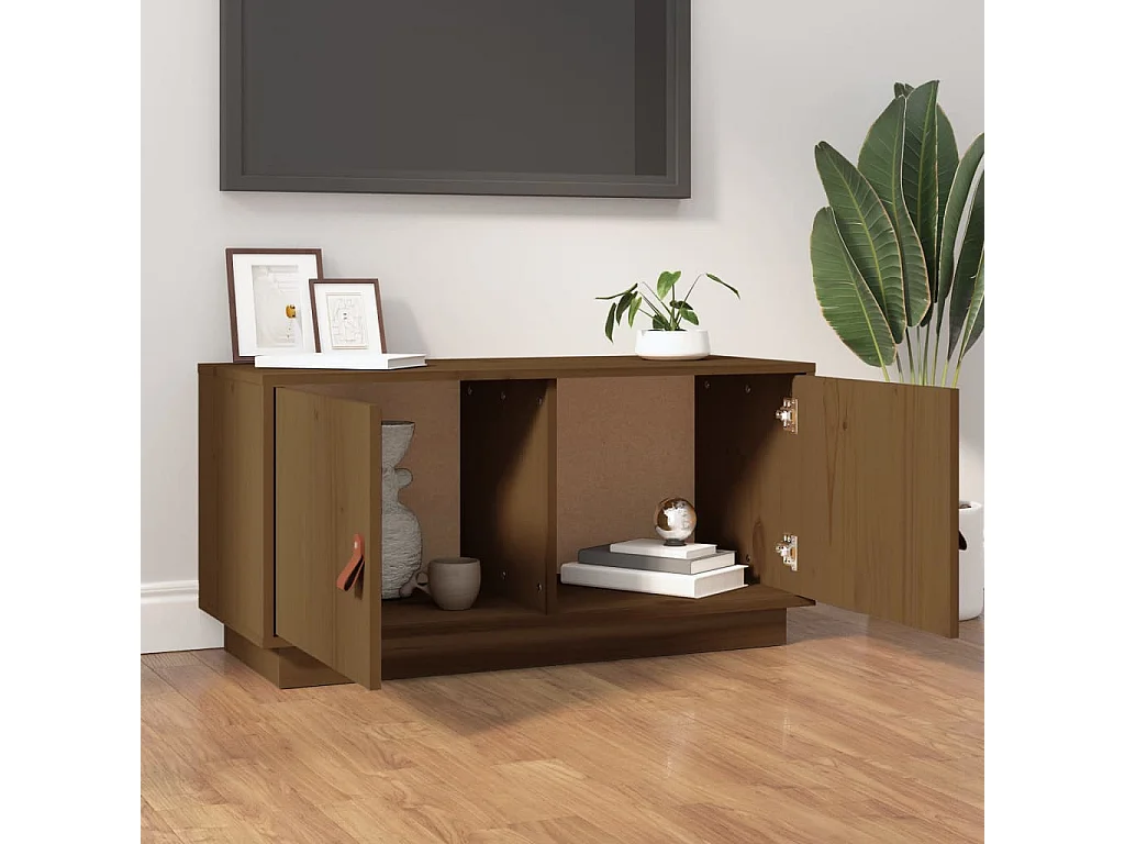 Meuble TV Marron miel 80x34x40 cm Bois de pin massif BE65678