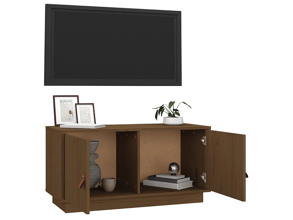 Meuble TV Marron miel 80x34x40 cm Bois de pin massif BE65678
