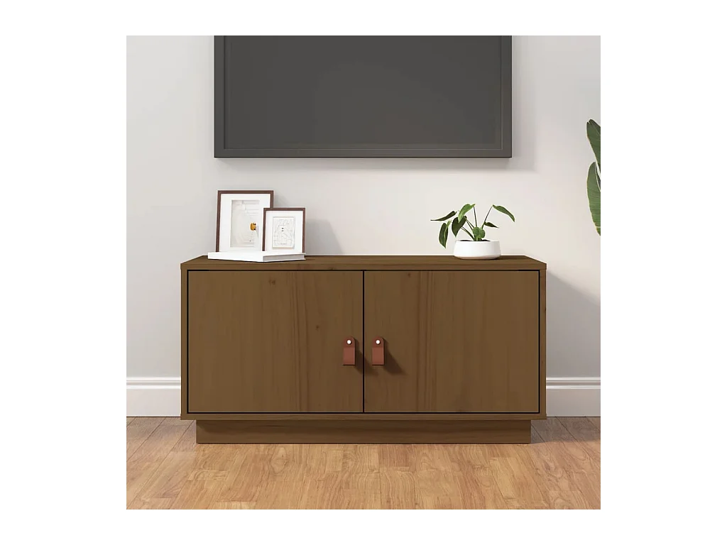 Meuble TV Marron miel 80x34x40 cm Bois de pin massif BE65678