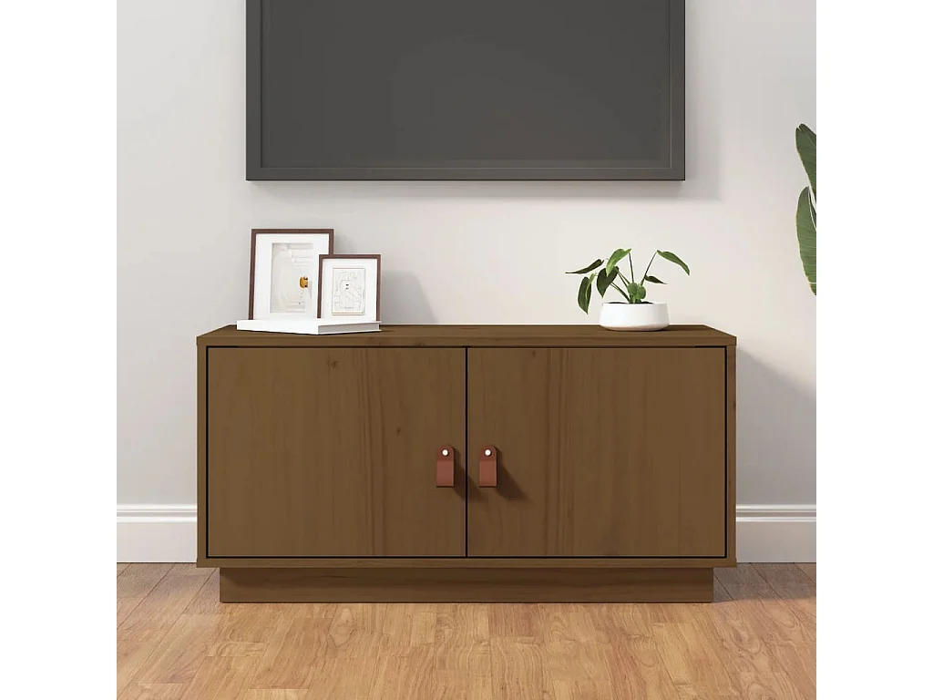 Meuble TV Marron miel 80x34x40 cm Bois de pin massif BE65678